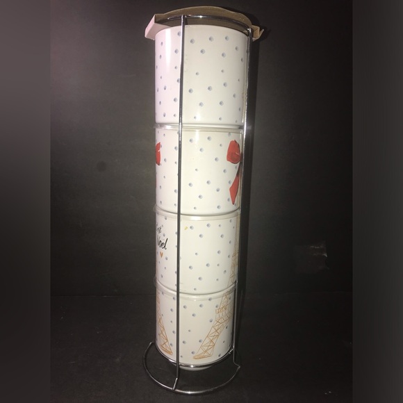 Stacking  Eiffel Tower Coffee Mug Set of 4 with Silver Metal Rack Carly & Rose - Picture 2 of 9